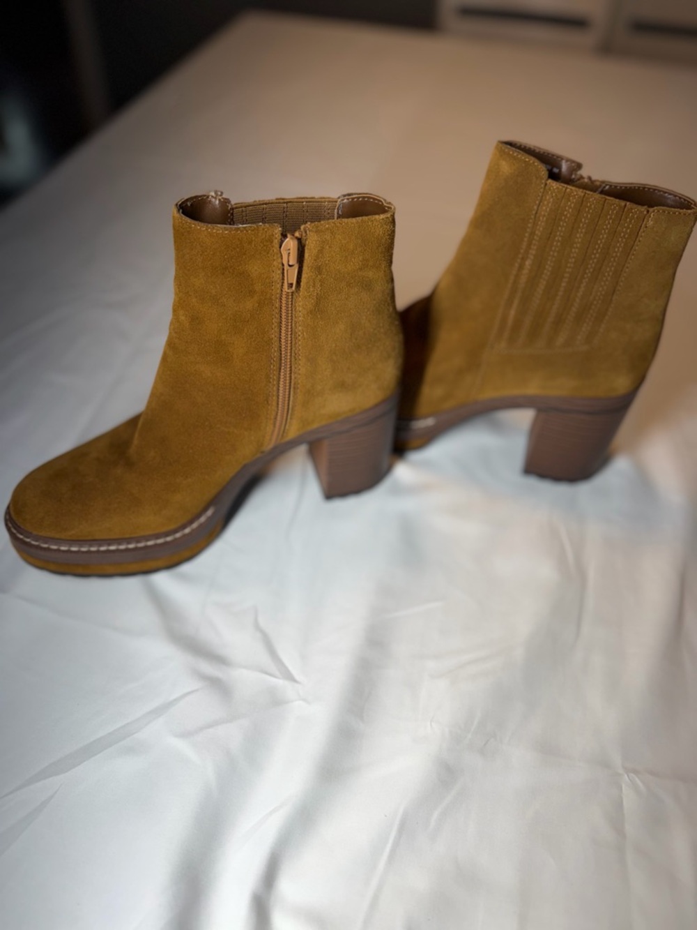 Steve Madden Suede Platform Ankle Boots - Olive Brown - Picture 6 of 6